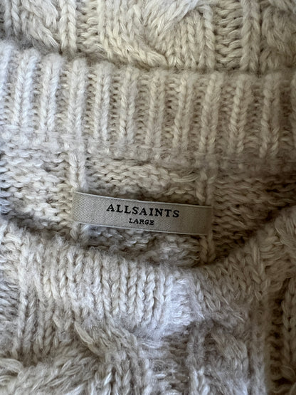 All Saints Oversized Wool Blend Cable Knit Sweater L