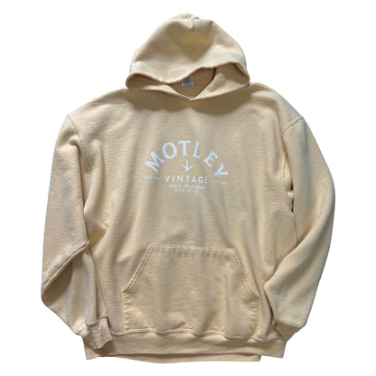 Vintage Oversized Distressed Butter Yellow Jerzees Hoodie w/ MV Logo #27