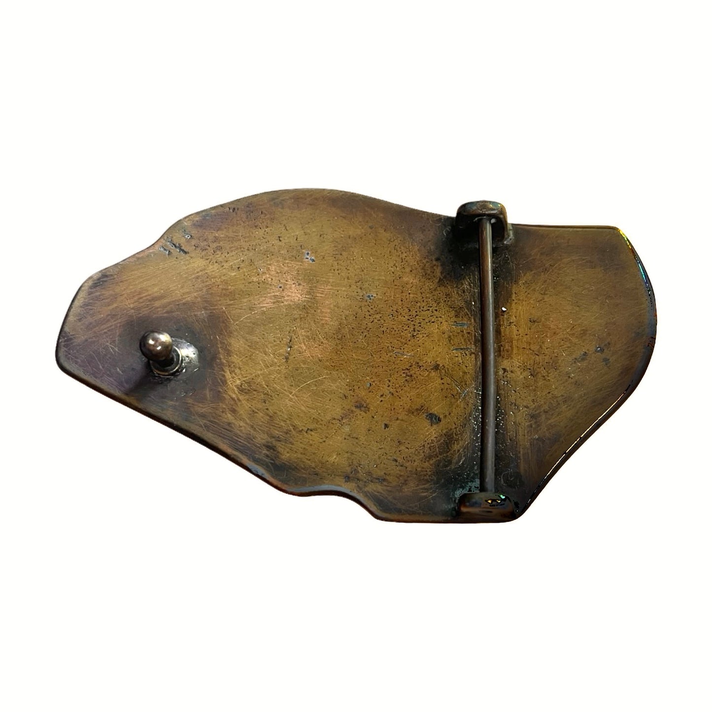 Vintage Etched Solid Brass Wave Design Belt Buckle
