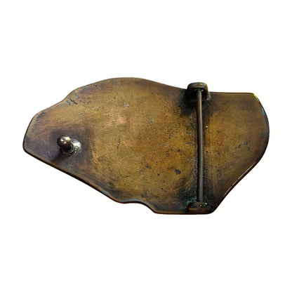 Vintage Etched Solid Brass Wave Design Belt Buckle