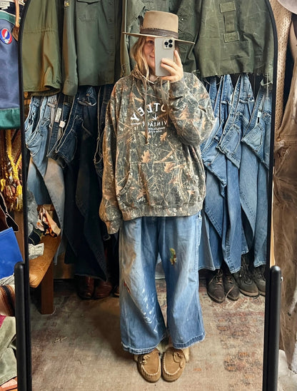 Vintage Oversized Distressed Camo Hoodie w/ MV Logo XXXL #3
