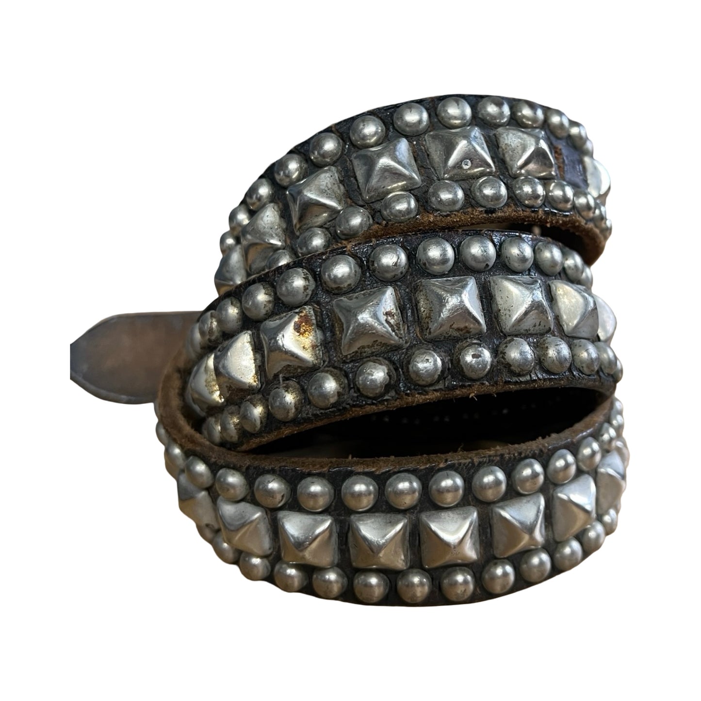 Rare Authentic 1980’s Vintage Distressed Punk Studded Belt Worn to Perfection 42”