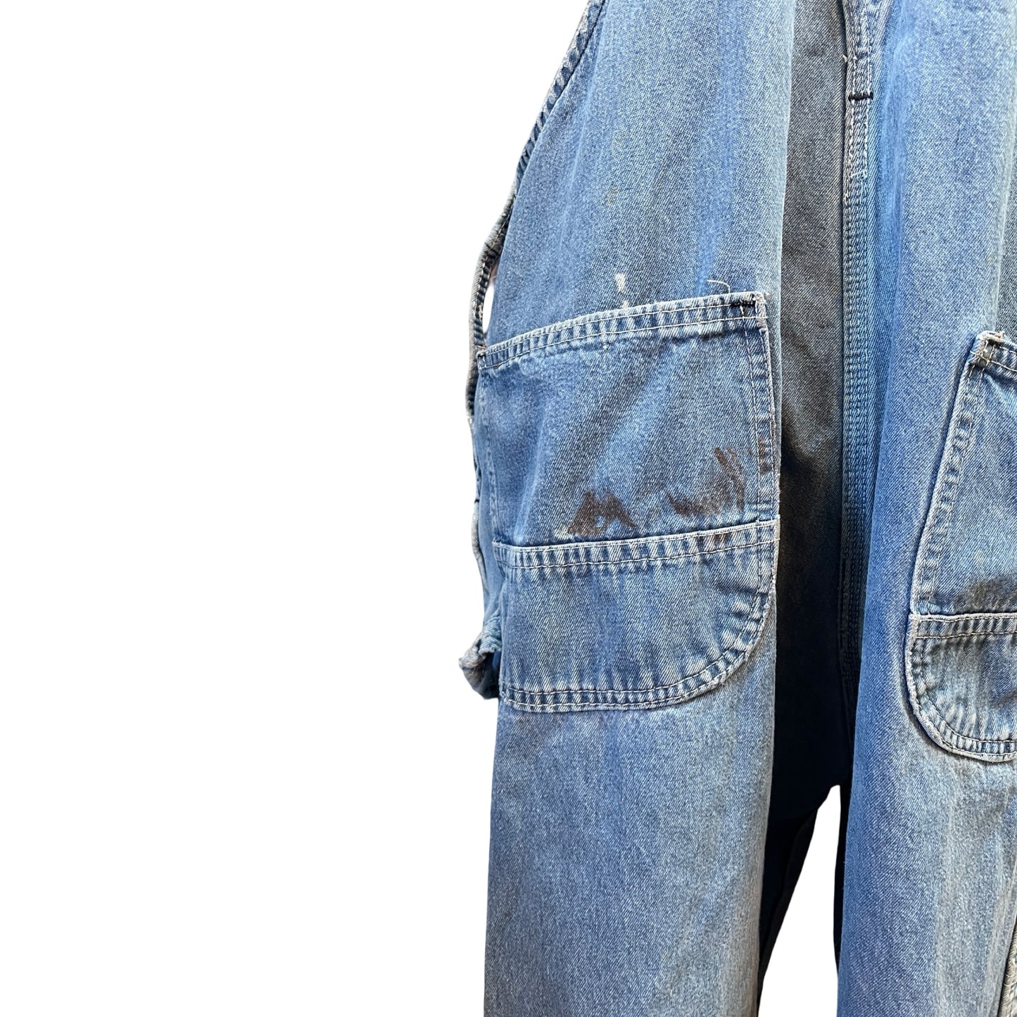 Vintage Distressed Key Imperial Denim Overalls Raw Hem