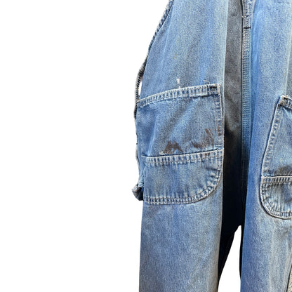 Vintage Distressed Key Imperial Denim Overalls Raw Hem