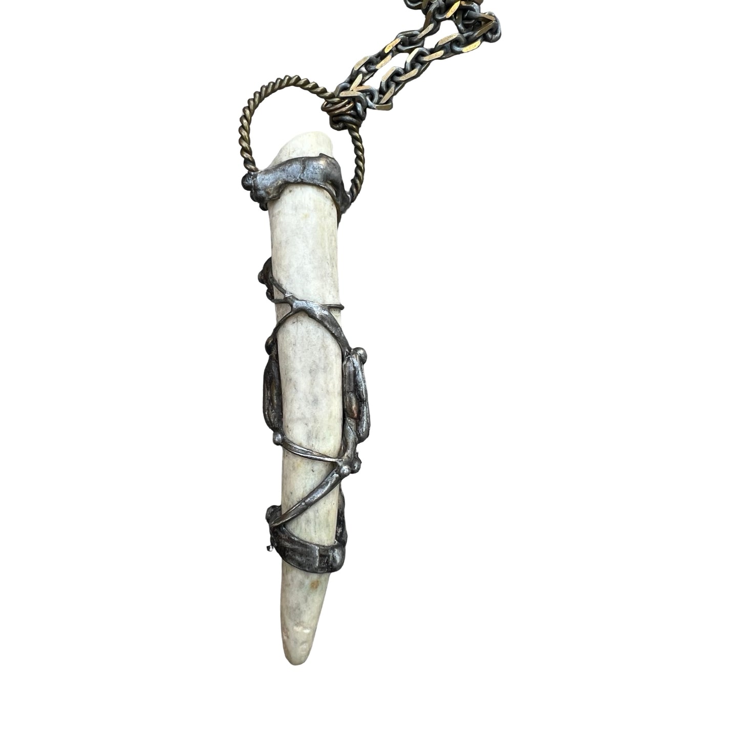 RARE Signed Mikal Winn 2014 Crystal Antler Brutalist Statement Necklace