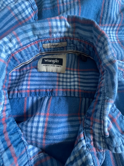 Vintage 90’s Wrangler Short Sleeve Pearl Snap Plaid Shirt XXL