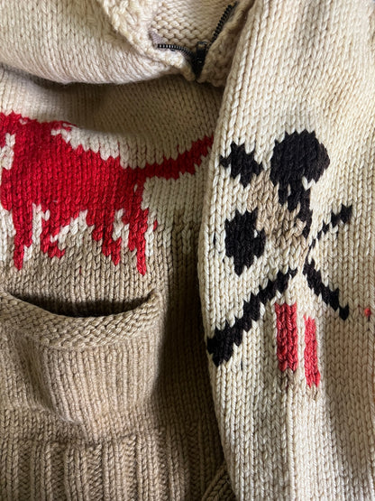 Vintage 50’s/60’s Pheasant Hunter Cowichan Cardigan Zip Front Sweater XL