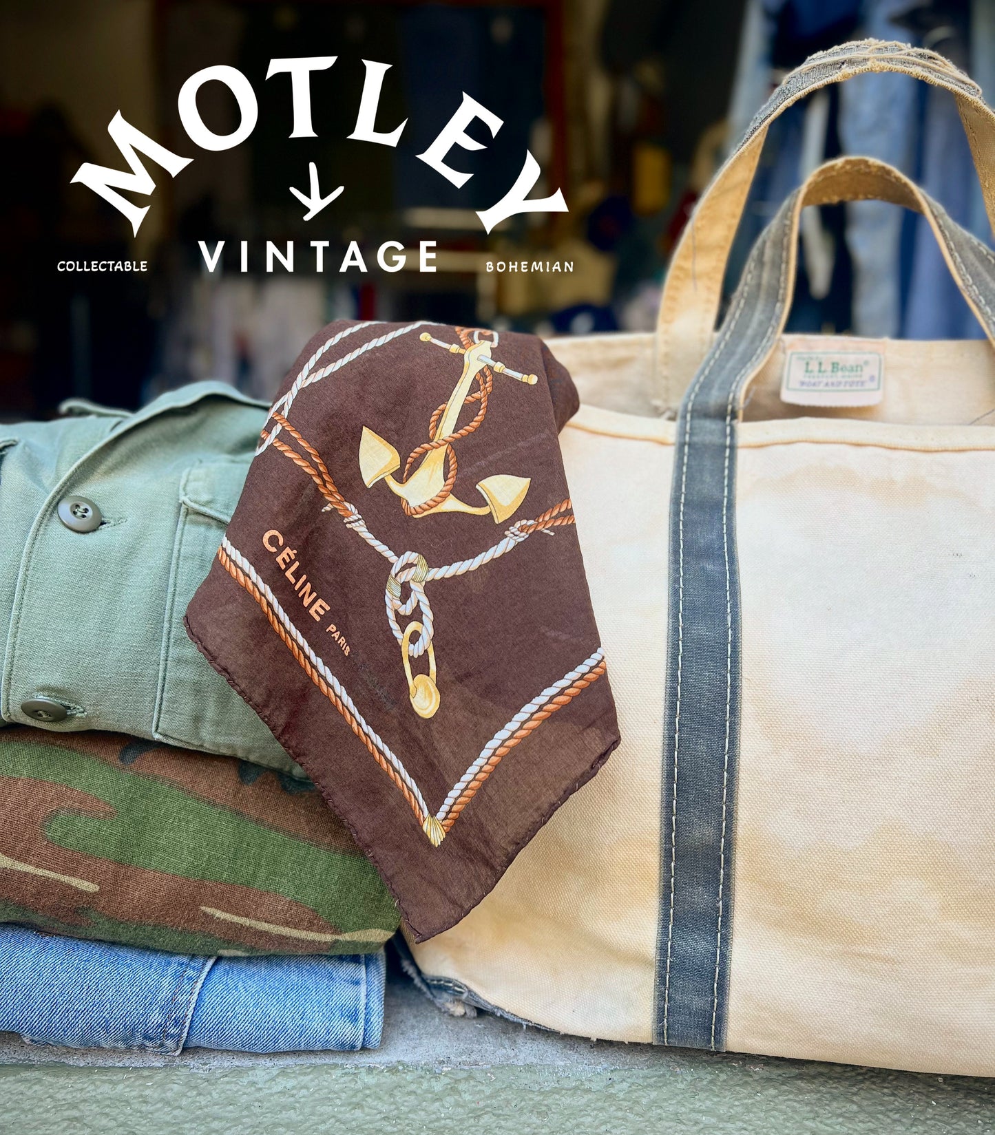 Rare Vintage 70’s/80’s Sawtooth Label Heavily Distressed LL Bean Faded Navy Boat & Tote Bag