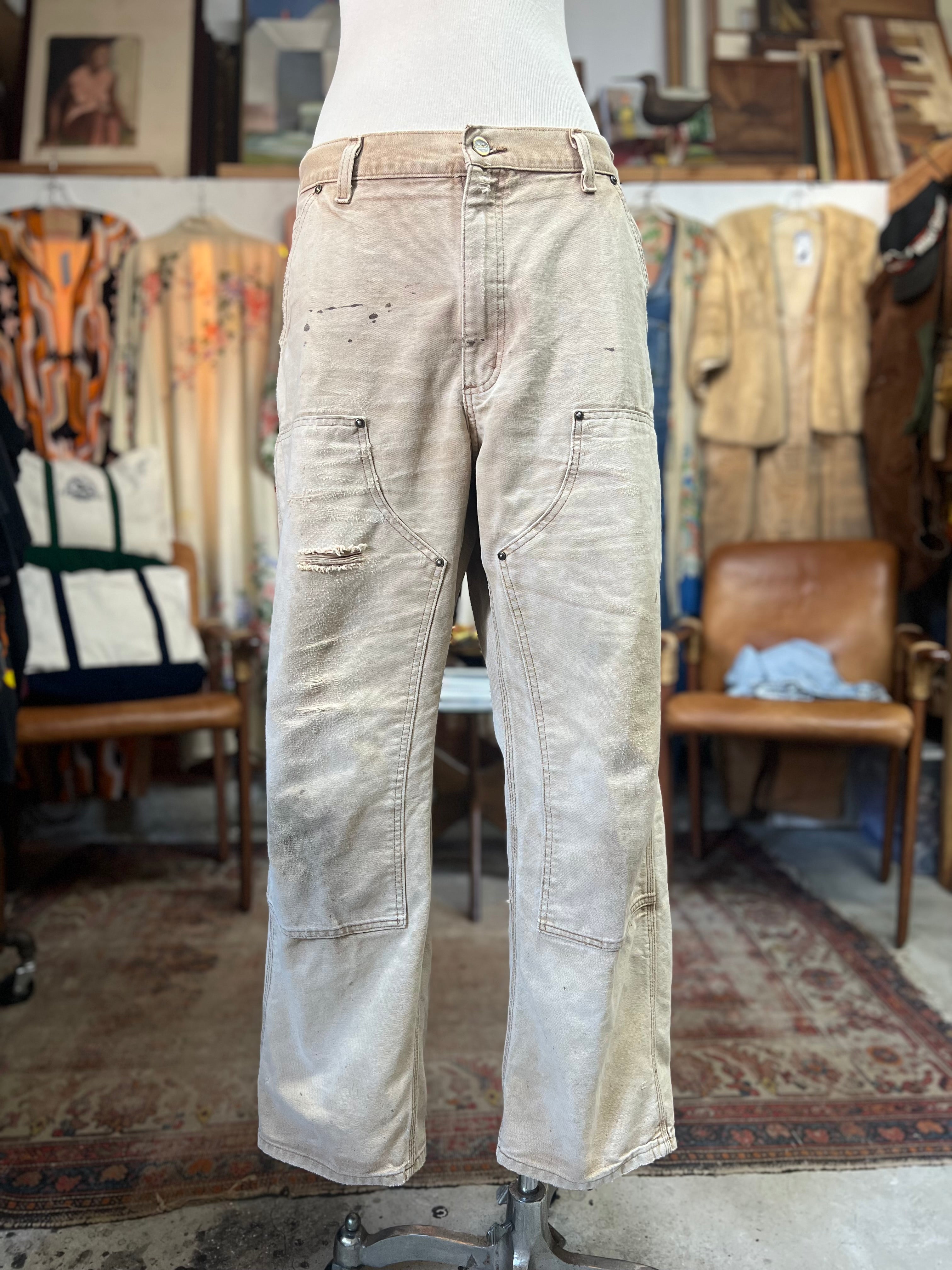 パンツ FI-Distressed Double Knee Pants Vintage Distressed Carhartt Double Knee Work Pants 36x32 – Motley