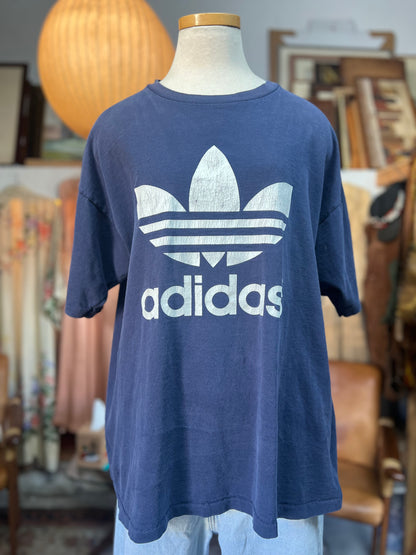 Rare Vintage 1980’s Adidas Single Stitch Double Sided Trefoil Logo Tee XL