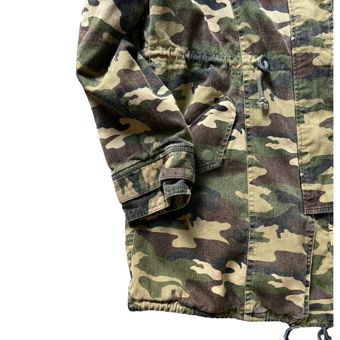 Capulet Hooded Camo Snap Zip Front Funnel Neck Hooded Jacket L