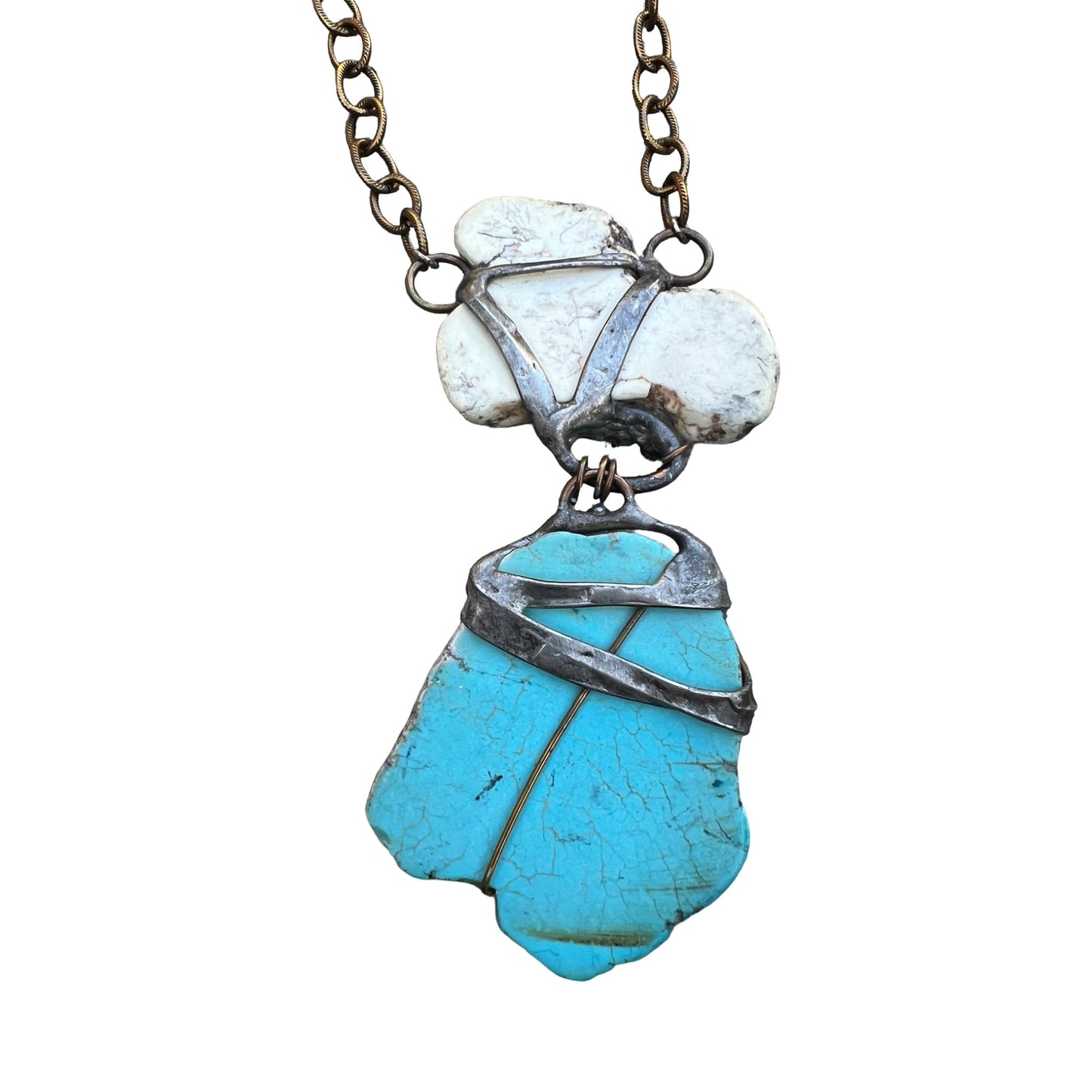 RARE Signed Mikal Winn 2012 Massive Turquoise Brutalist Statement Necklace