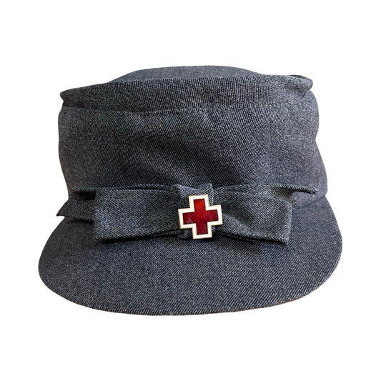 Rare Vintage WWII Amercian Red Cross Winter Wool Nurse Pillbox Hat