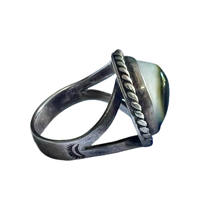 Vintage Sterling Old Pawn Operculum Ring Size 6