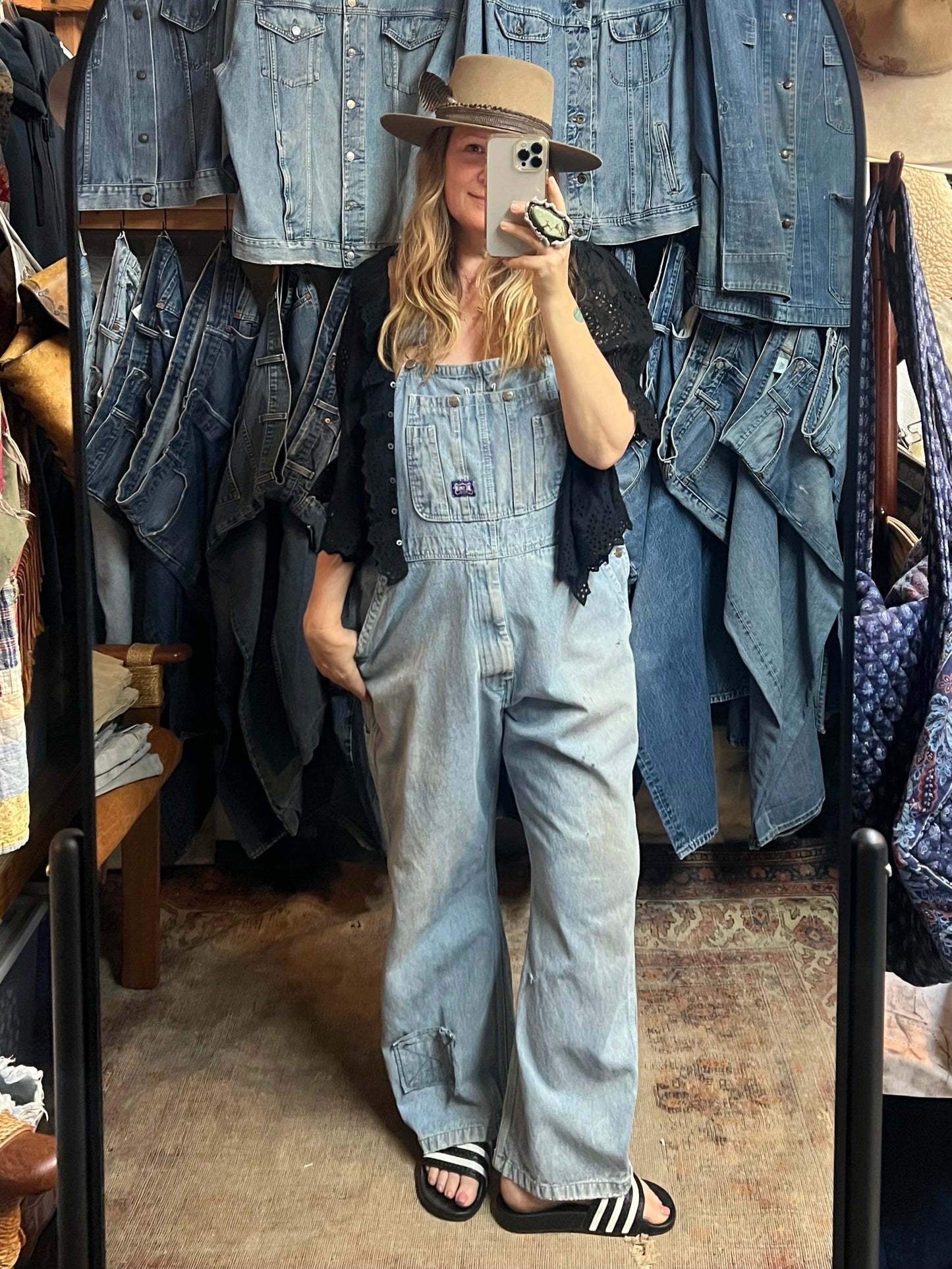 Vintage Faded Distressed Worn To Perfection Big Smith Overalls w/ Patch