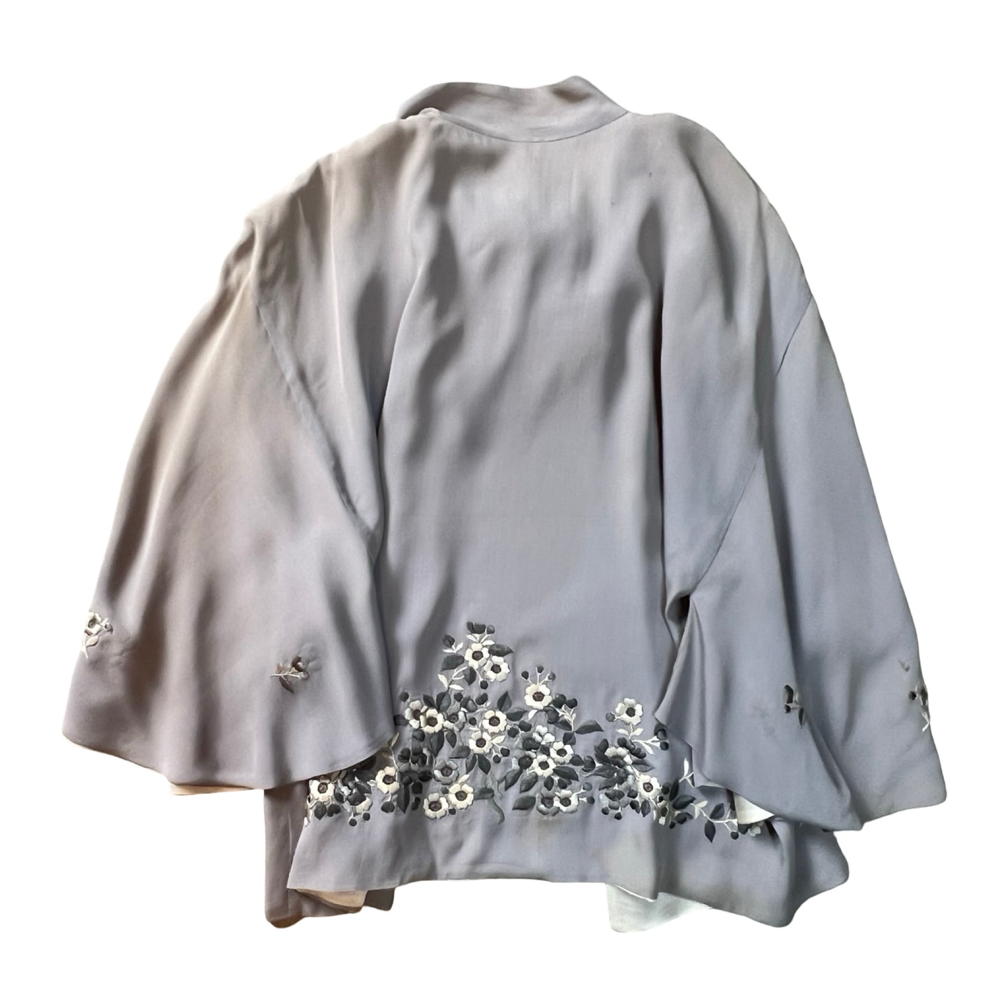 Rare Antique 1930’s  Embroidered Silk Bed Jacket Capelet
