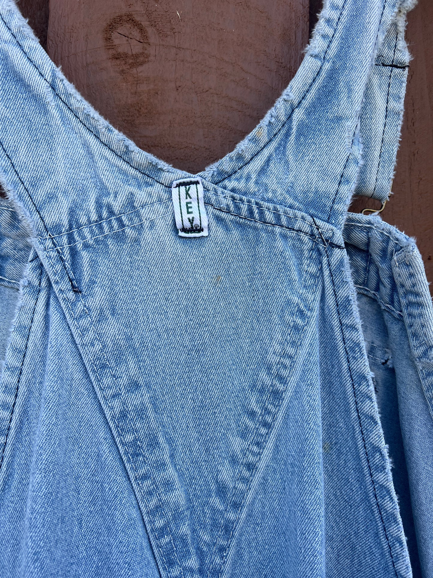 Vintage Distressed & Faded Oversized Key Imperial Overalls