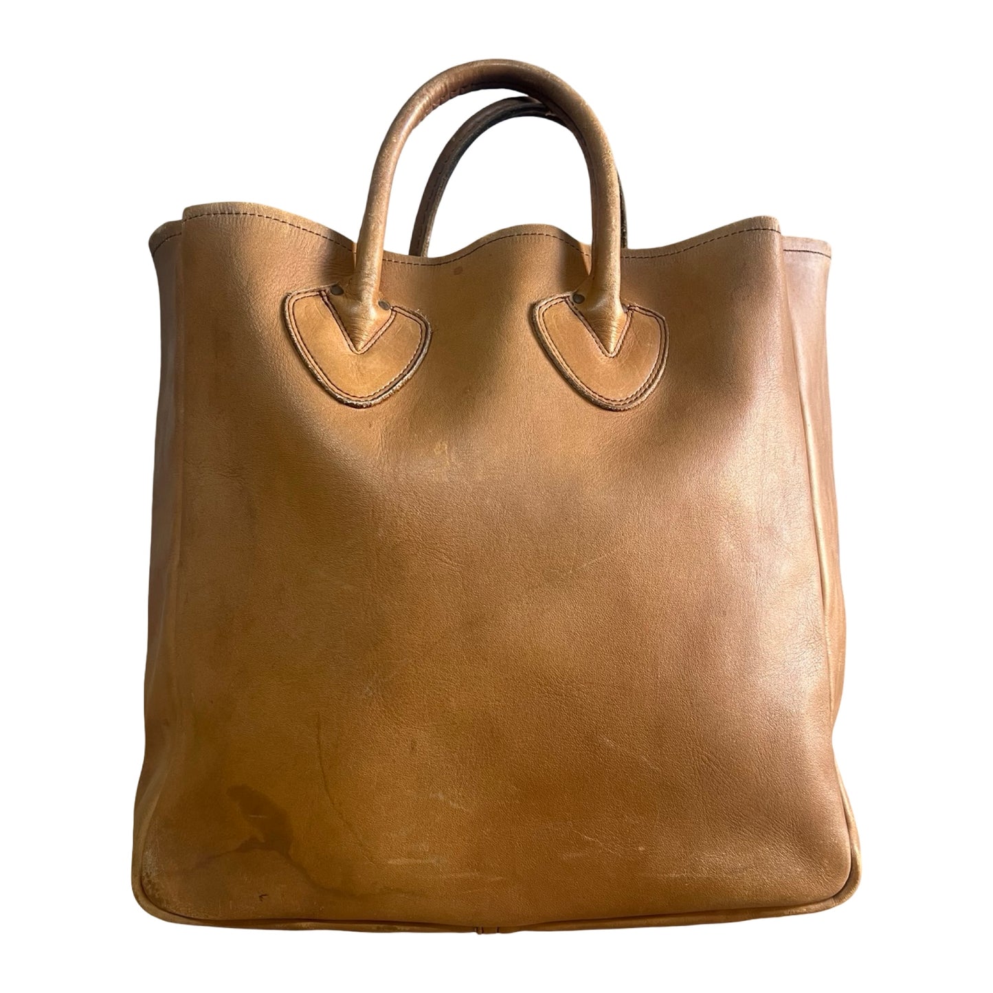 RARE Vintage LL Bean 1970’s Cursive Label Distressed Leather Tote M