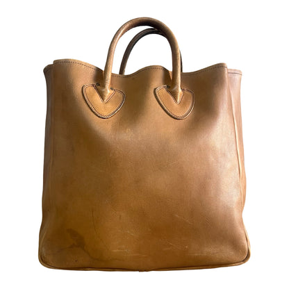 RARE Vintage LL Bean 1970’s Cursive Label Distressed Leather Tote M