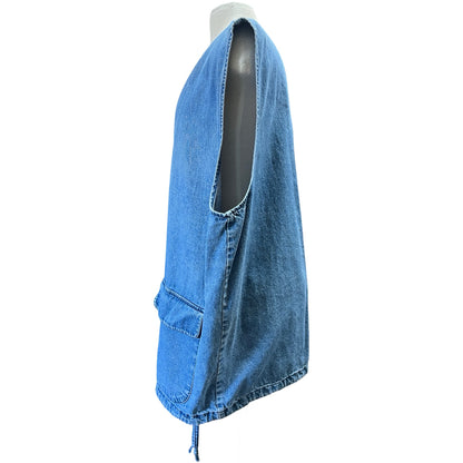 Vintage 80’s Cherokee Oversized Denim Zip Front Utility Vest XXL