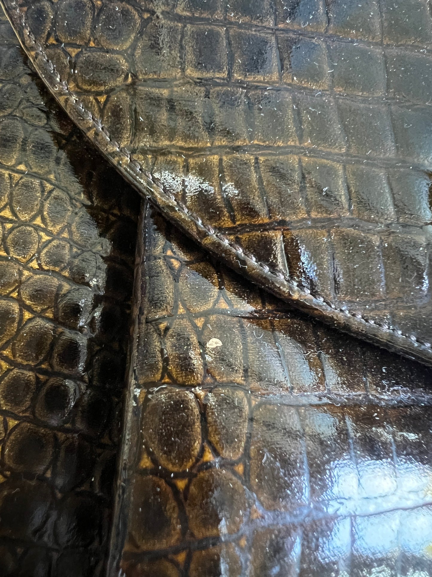 Vintage 1950’s Embossed Patent Leather Purse w/ Gold Brooch Closure