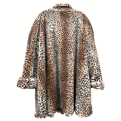 Vintage 1980’s Oversized Faux Fur Leopard Print Coat  XXL