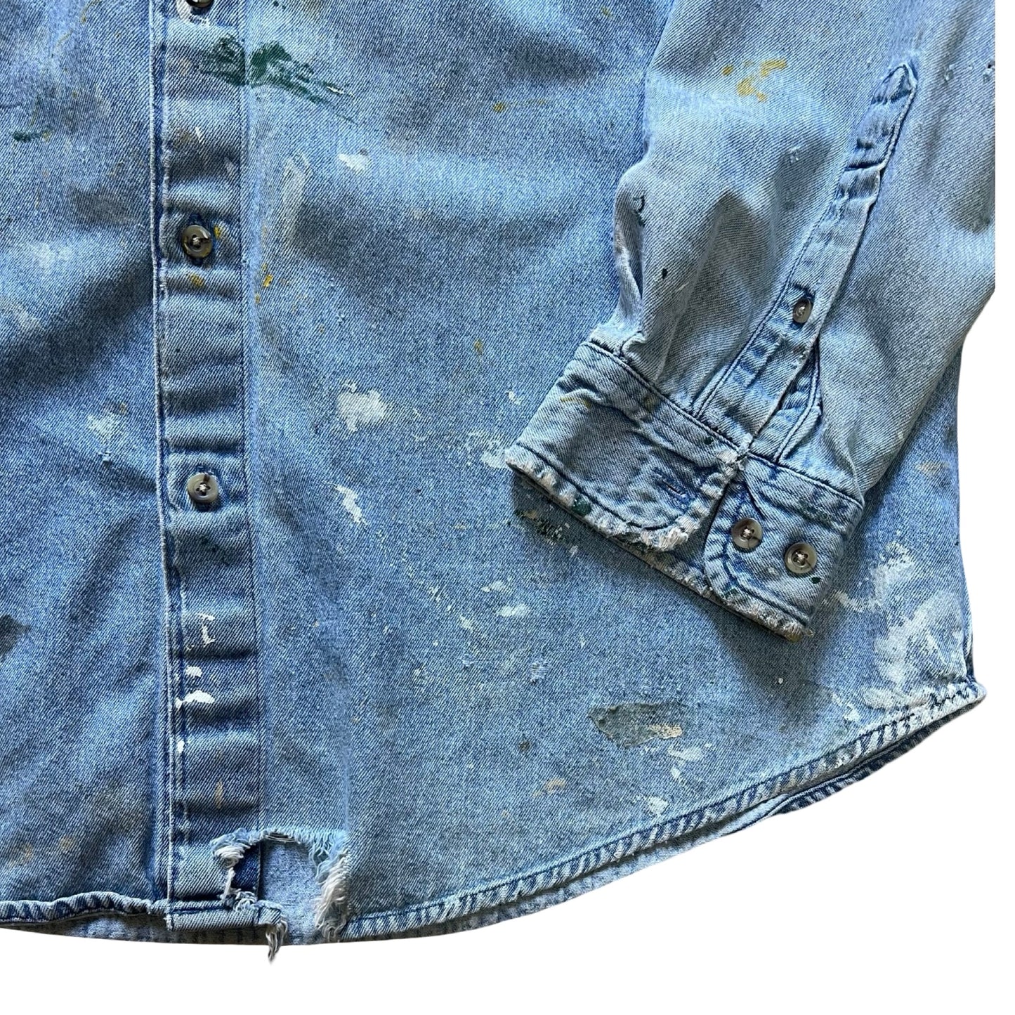 Vintage 80’s Heavily Distressed Denim Shirt L
