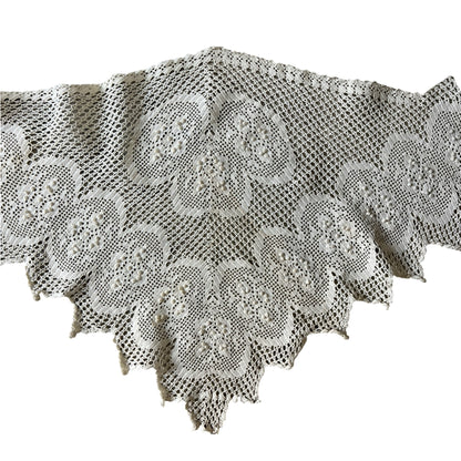 Antique Handmade Crochet Lace Oversized Collar w/ Popcorn Stitch