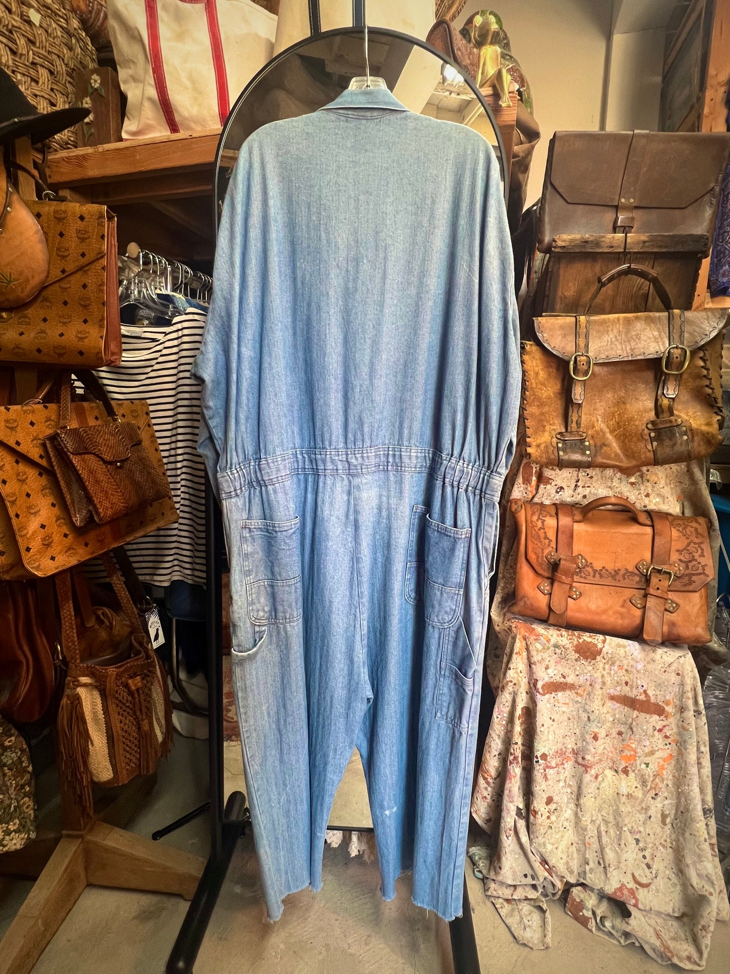 Vintage Oversized Berne Herringbone Twill Denim Jumpsuit XXL