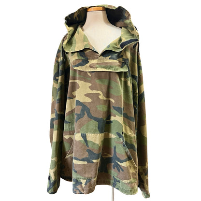 Vintage Military Issued Woodland Camo Hooded Anorak 3XL