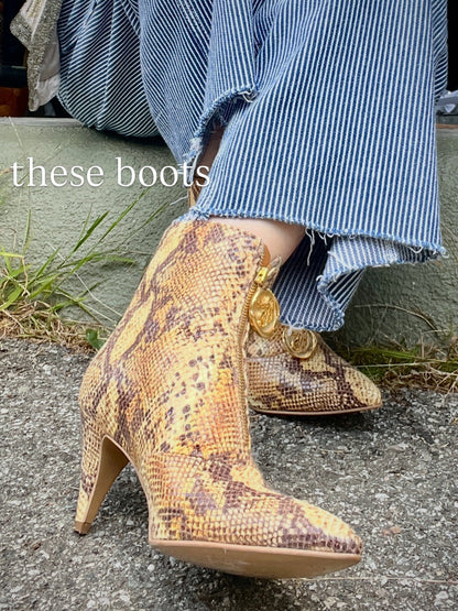 Taylor + Thomas Vegan Debbie Boots Golden Python 39 Never Worn