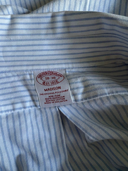 Brooks Brothers Madison Fit Blue Striped Oversized Cropped Oxford XXL