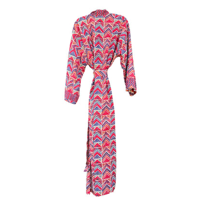 Vintage 1970’s Original Soma Jaipur Cotton India Block Print Maxi Kimono Robe