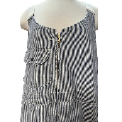 Rare Vintage 1950’s GWG Railroad Stripe Zip Front Distressed Overalls XL