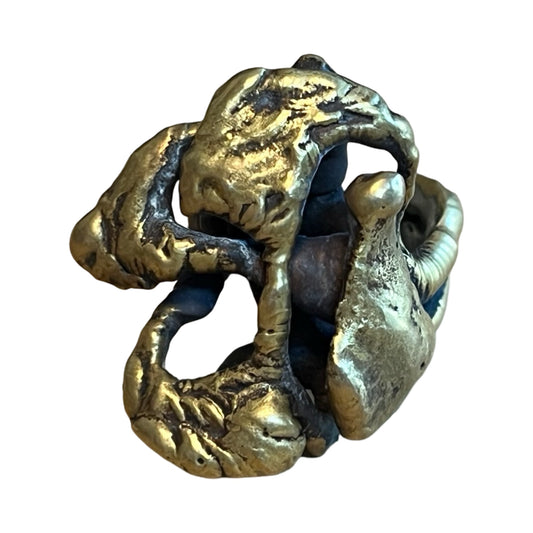 Vintage 60’s Modernist Brutalist Freeform Brass Ring 8