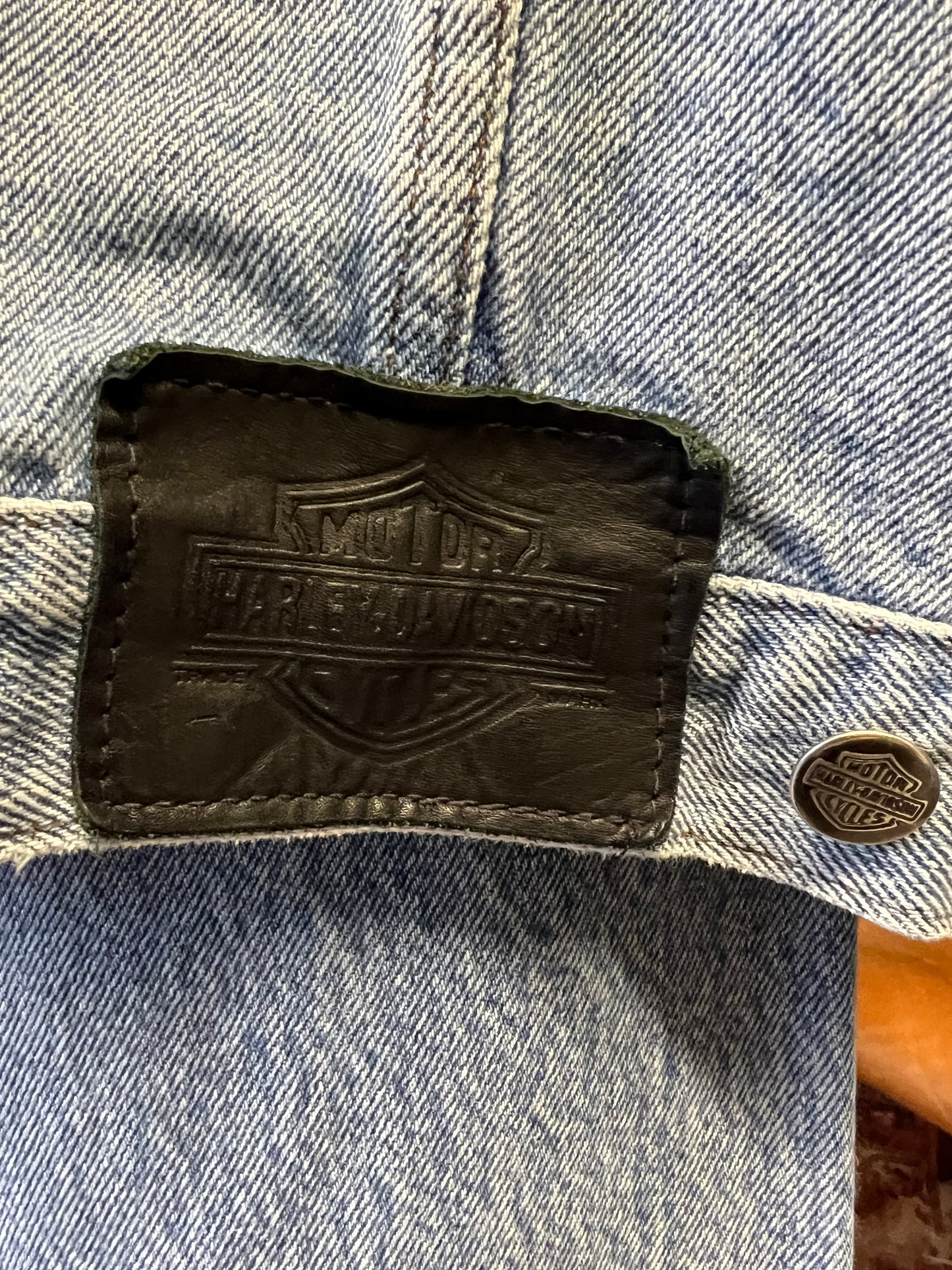 Vintage Harley Davidson Oversized Denim Jacket Back Patch XL