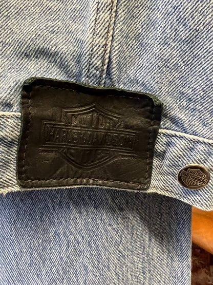 Vintage Harley Davidson Oversized Denim Jacket Back Patch XL