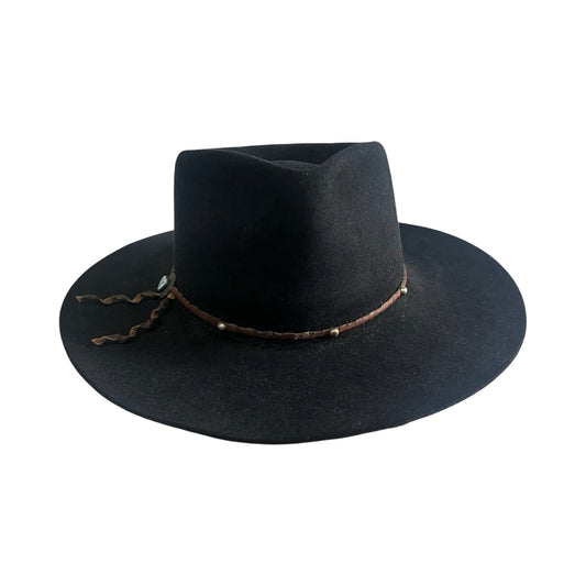 Vintage Western Hat Sterling Silver Navajo Inlay Heart Leather Band