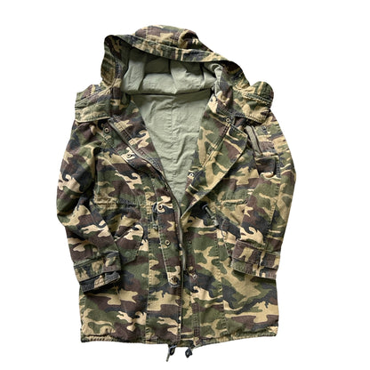 Capulet Hooded Camo Snap Zip Front Funnel Neck Hooded Jacket L