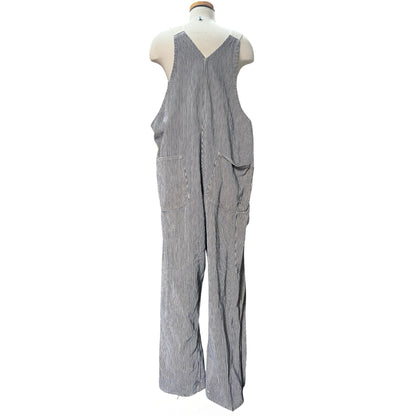 Rare Vintage 1950’s GWG Railroad Stripe Zip Front Distressed Overalls XL