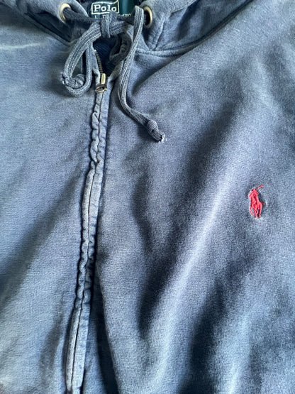Vintage Oversized Polo Ralph Lauren Faded Zip Hoodie 3XL