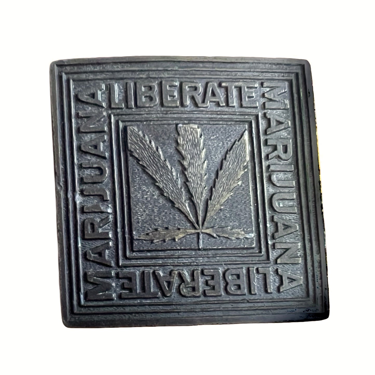 Vintage “Liberate Marijuana” Brass Belt Buckle