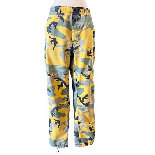Vintage Yellow Double Knee Camouflage Cargo Pants 35