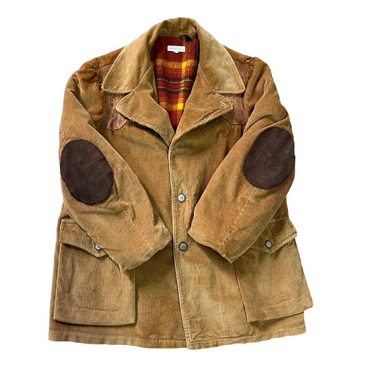 Rare Vintage 1960’s Corduroy & Leather Flannel Lined Hunting Jacket XL