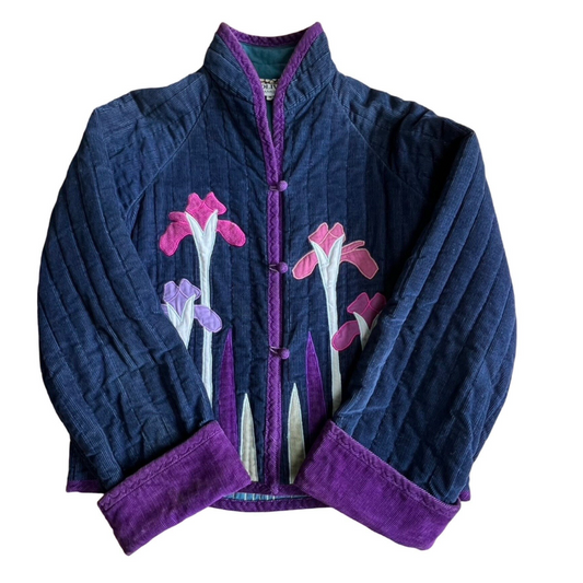 Vintage 80’s Olive E. Corduroy Iris Flower Appliqué Jacket