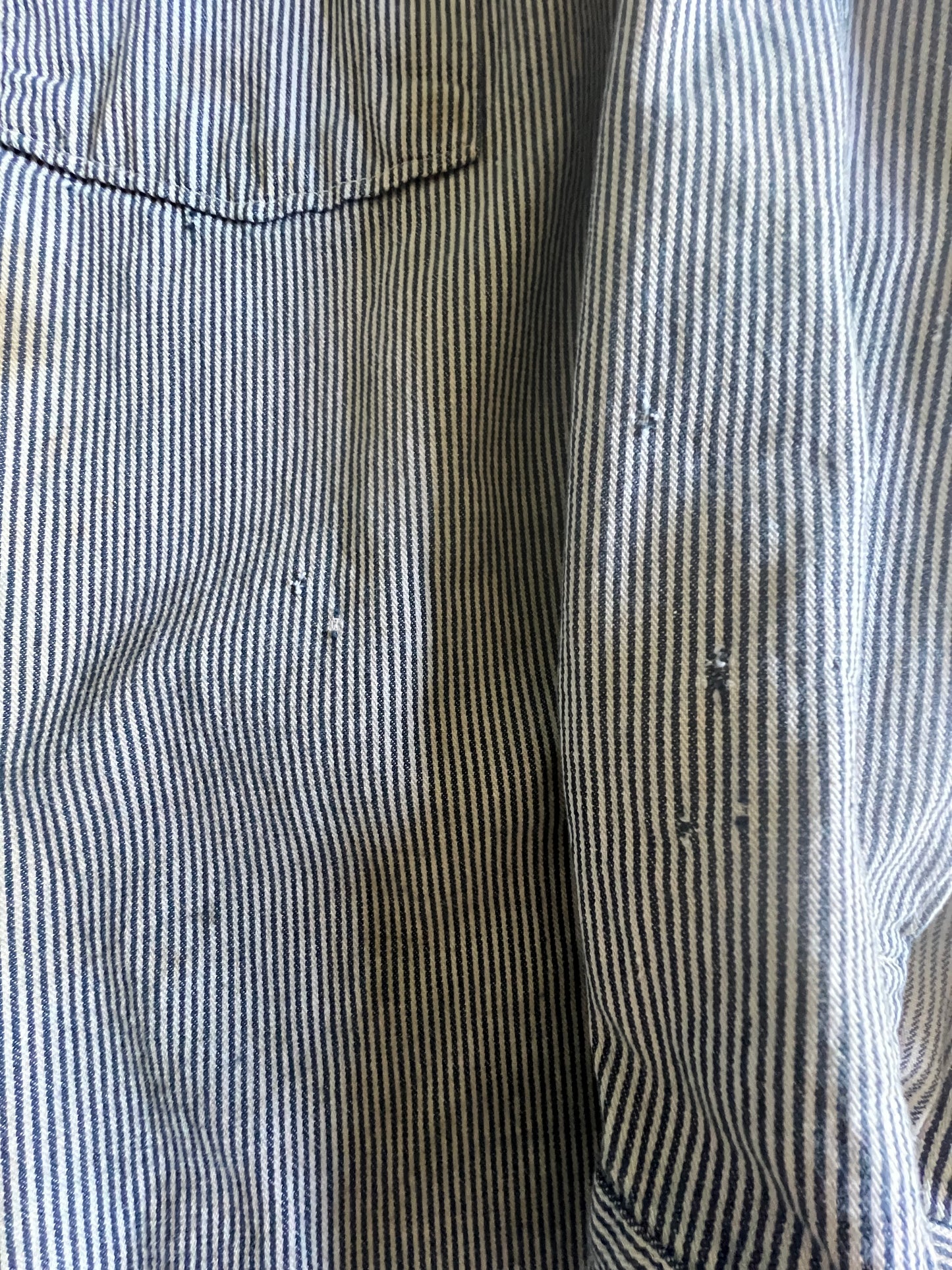 Vintage Heavily Distressed Hickory Stripe Work Shirt XL/XXL