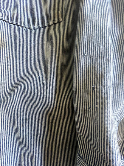 Vintage Heavily Distressed Hickory Stripe Work Shirt XL/XXL
