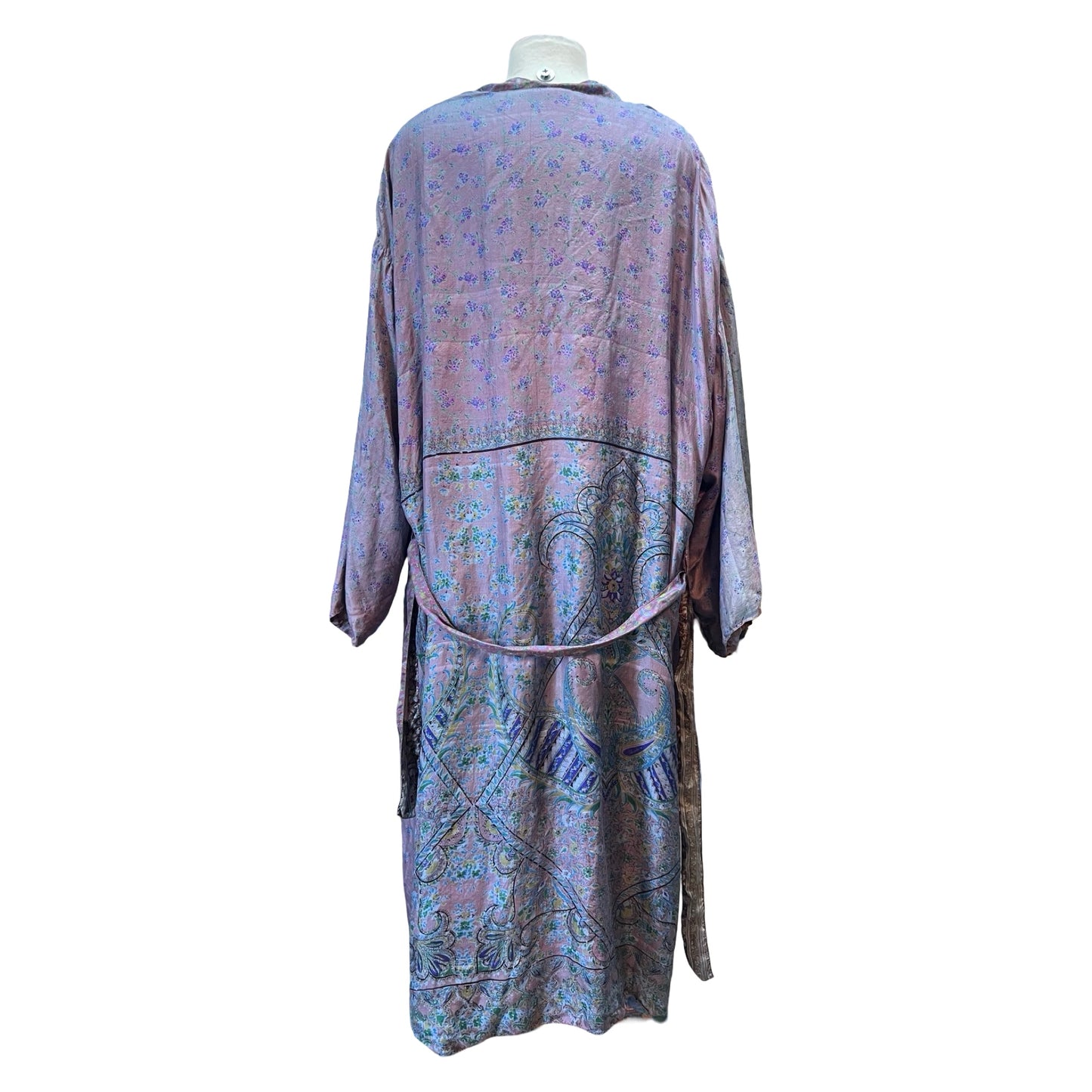 Vintage Handmade Reversible Silk Kimono Robe O/S