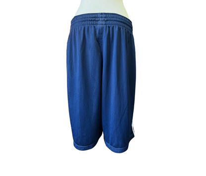 Early 2000’s Adidas Basketball Shorts Navy Stripe Front Logo Pockets Drawstring Mens L