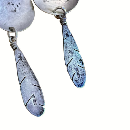 Vintage Navajo Signed Sterling Silver Dream Catcher Earrings